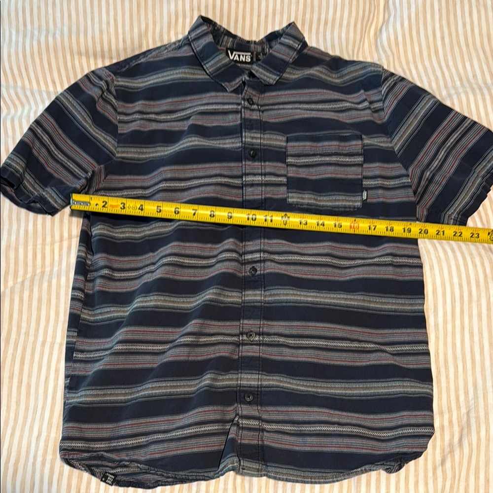 Vans Blue and Gray Casual Button Down Shirt